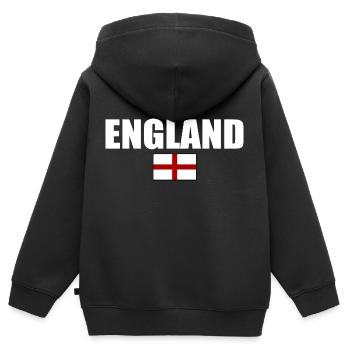 angleterre - Sweat Premium à capuche zippé enfant bio - noir - Dos - AI Model Kid Male (0cm)