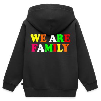 We are family - Sweat Premium à capuche zippé enfant bio - noir - Dos - AI Model Kid Male (0cm)