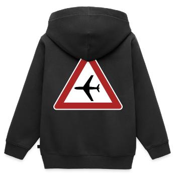 airplane aeroplane flugzeug heissluftballon air ba - Kinder Premium Organic Zip Hoodie - Schwarz - Hinten - AI Model Kid Male (0cm)