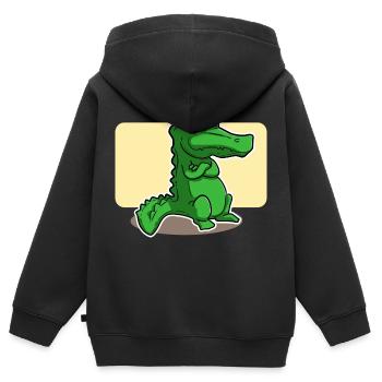 crocodile doux - Sweat Premium à capuche zippé enfant bio - noir - Dos - AI Model Kid Male (0cm)