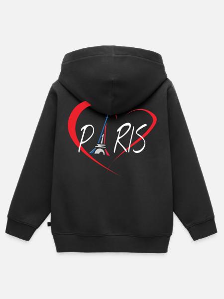 I Love Paris - Kinder Premium Organic Zip Hoodie - Schwarz