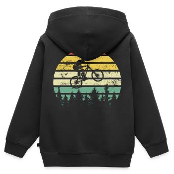 Mountainbike - Downhill Retrocolor - Geschenk - Kinder Premium Organic Zip Hoodie - Schwarz - Hinten - AI Model Kid Male (0cm)
