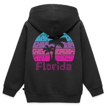 8bit Retro Florida Urlaub - Kinder Premium Organic Zip Hoodie - Schwarz - Hinten - AI Model Kid Male (0cm)