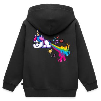 Einhorn,Pupsen,regenbogen, pupsendes einhorn - Kinder Premium Organic Zip Hoodie - Schwarz - Hinten - AI Model Kid Male (0cm)