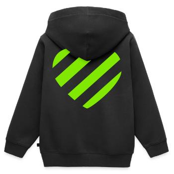 Coeur vert - Sweat Premium à capuche zippé enfant bio - noir - Dos - AI Model Kid Male (0cm)