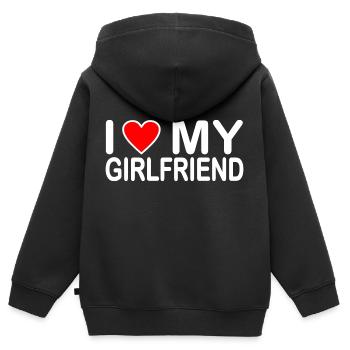 I love my girlfriend - Kinder Premium Organic Zip Hoodie - Schwarz - Hinten - AI Model Kid Male (0cm)