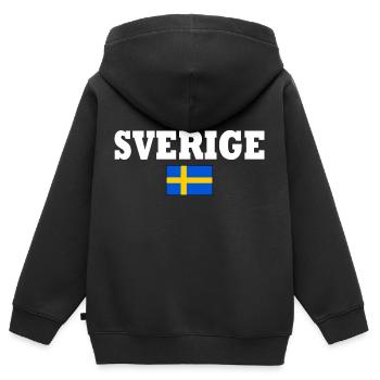 Sverige - Kinder Premium Organic Zip Hoodie - Schwarz - Hinten - AI Model Kid Male (0cm)