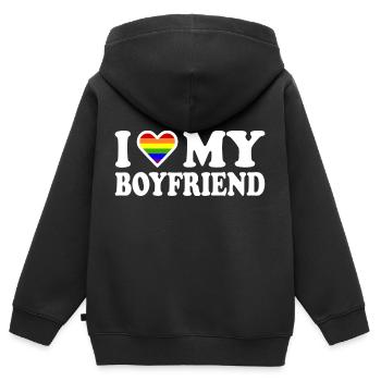 I love my boyfriend - Kinder Premium Organic Zip Hoodie - Schwarz - Hinten - AI Model Kid Male (0cm)