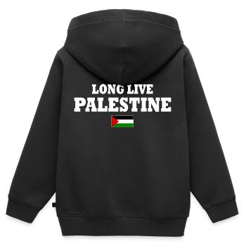 Long live palestine - Sweat Premium à capuche zippé enfant bio - noir - Dos - AI Model Kid Male (0cm)