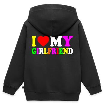 I love my girlfriend - Kinder Premium Organic Zip Hoodie - Schwarz - Hinten - AI Model Kid Male (0cm)