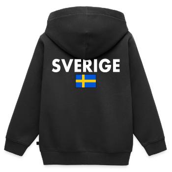 Sverige - Kinder Premium Organic Zip Hoodie - Schwarz - Hinten - AI Model Kid Male (0cm)