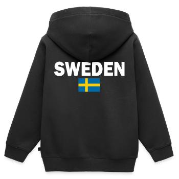 Suède - Sweat Premium à capuche zippé enfant bio - noir - Dos - AI Model Kid Male (0cm)