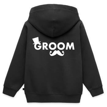 Groom - Kinder Premium Organic Zip Hoodie - Schwarz - Hinten - AI Model Kid Male (0cm)