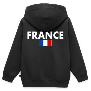 Frankreich - Kinder Premium Organic Zip Hoodie - Schwarz - Hinten - AI Model Kid Male (0cm)