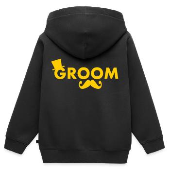 Groom - Kinder Premium Organic Zip Hoodie - Schwarz - Hinten - AI Model Kid Male (0cm)