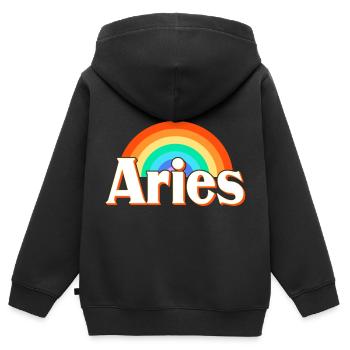 Sternzeichen Widder - Kinder Premium Organic Zip Hoodie - Schwarz - Hinten - AI Model Kid Male (0cm)