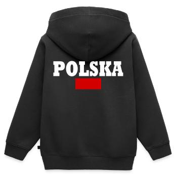 Polen - Kinder Premium Organic Zip Hoodie - Schwarz - Hinten - AI Model Kid Male (0cm)