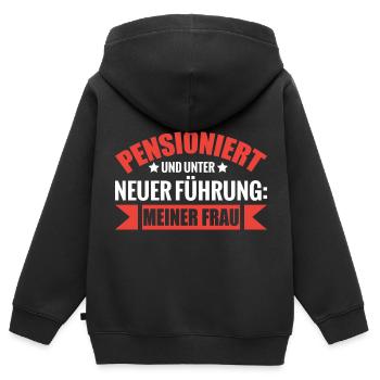 Pensioniert Rente Rentner - Kinder Premium Organic Zip Hoodie - Schwarz - Hinten - AI Model Kid Male (0cm)