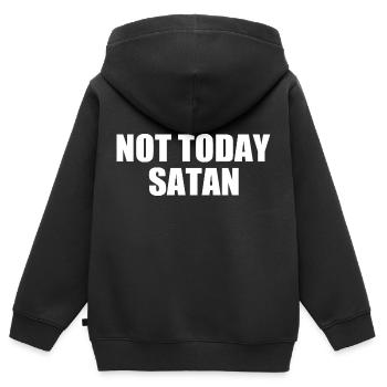 Not today satan - Sweat Premium à capuche zippé enfant bio - noir - Dos - AI Model Kid Male (0cm)