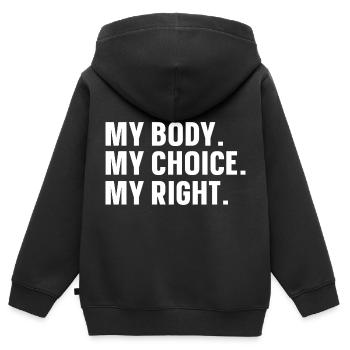 Mein Körper Meine Entscheidung - Kinder Premium Organic Zip Hoodie - Schwarz - Hinten - AI Model Kid Male (0cm)