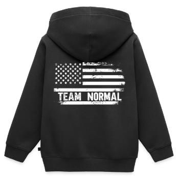 Équipe Normale - Sweat Premium à capuche zippé enfant bio - noir - Dos - AI Model Kid Male (0cm)