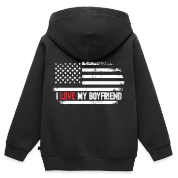 I Love My Boyfriend - Kinder Premium Organic Zip Hoodie - Schwarz - Hinten - AI Model Kid Male (0cm)