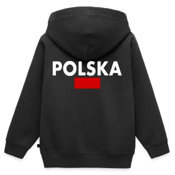 Polska - Kinder Premium Organic Zip Hoodie - Schwarz - Hinten - AI Model Kid Male (0cm)