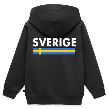 Sverige - Kinder Premium Organic Zip Hoodie - Schwarz - Hinten - AI Model Kid Male (0cm)