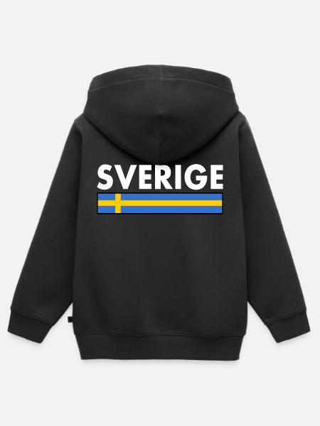 Sverige - Hoodie Premium med dragkedja barn ekologisk - svart