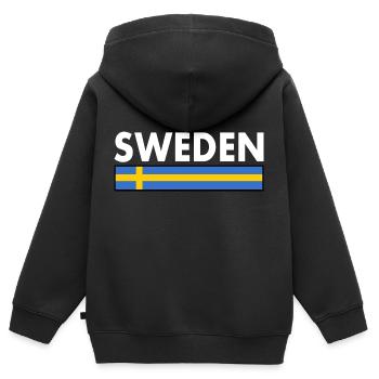 Schweden - Kinder Premium Organic Zip Hoodie - Schwarz - Hinten - AI Model Kid Male (0cm)