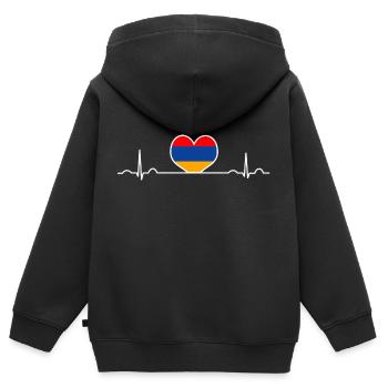 Arménie - Sweat Premium à capuche zippé enfant bio - noir - Dos - AI Model Kid Male (0cm)