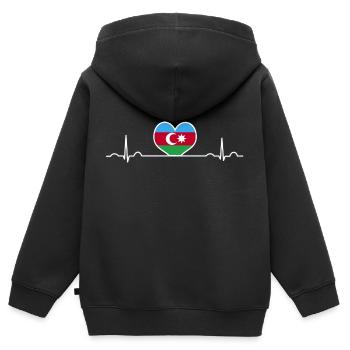 Azerbaïdjan - Sweat Premium à capuche zippé enfant bio - noir - Dos - AI Model Kid Male (0cm)