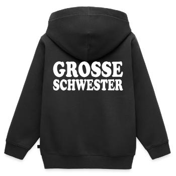 Grosse schwester - Kinder Premium Organic Zip Hoodie - Schwarz - Hinten - AI Model Kid Male (0cm)