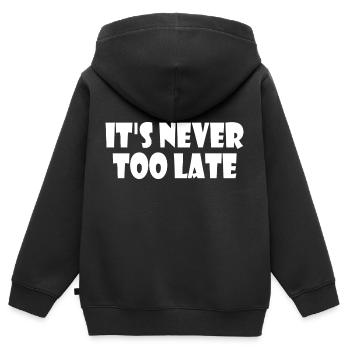 It's never too late - Sweat Premium à capuche zippé enfant bio - noir - Dos - AI Model Kid Male (0cm)