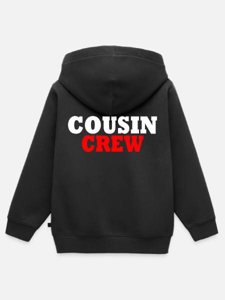 Cousin crew - Premium børne zip-hættetrøje økologisk - sort
