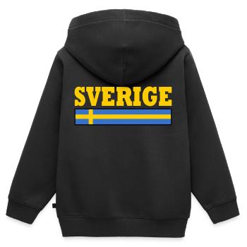 Sverige - Sweat Premium à capuche zippé enfant bio - noir - Dos - AI Model Kid Male (0cm)