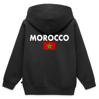 Maroc - Sweat Premium à capuche zippé enfant bio - noir - Dos - AI Model Kid Male (0cm)