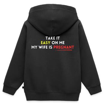 Take it Easy on Me My Wife is Pregnant Underlined - Sweat Premium à capuche zippé enfant bio - noir - Dos - AI Model Kid Male (0cm)