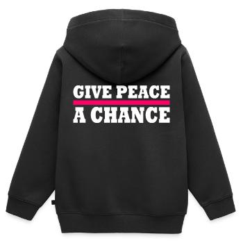Give peace a chance - Kinder Premium Organic Zip Hoodie - Schwarz - Hinten - AI Model Kid Male (0cm)