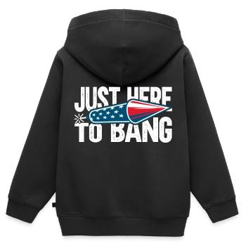 Juste ici pour frapper - Sweat Premium à capuche zippé enfant bio - noir - Dos - AI Model Kid Male (0cm)