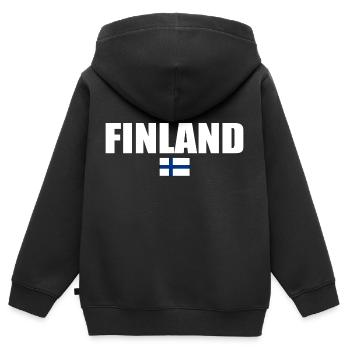 Finlande - Sweat Premium à capuche zippé enfant bio - noir - Dos - AI Model Kid Male (0cm)