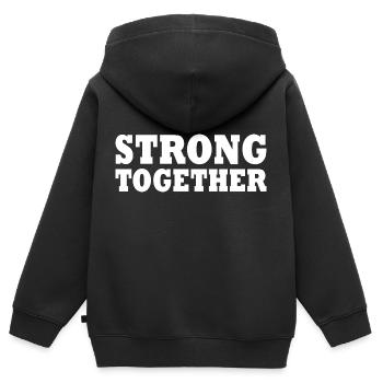 Strong together - Sweat Premium à capuche zippé enfant bio - noir - Dos - AI Model Kid Male (0cm)