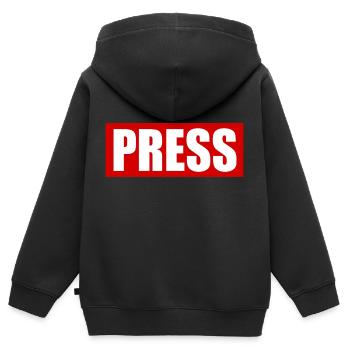 Press - Sweat Premium à capuche zippé enfant bio - noir - Dos - AI Model Kid Male (0cm)
