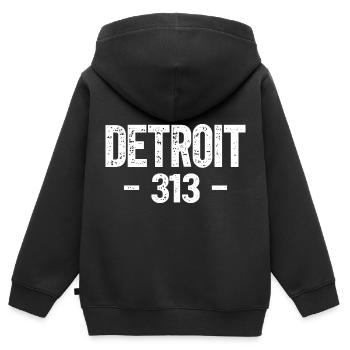 Detroit - Kinder Premium Organic Zip Hoodie - Schwarz - Hinten - AI Model Kid Male (0cm)