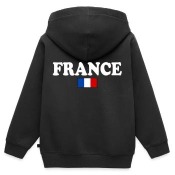 LA FRANCE DRAPEAU FRANÇAIS - Sweat Premium à capuche zippé enfant bio - noir - Dos - AI Model Kid Male (0cm)