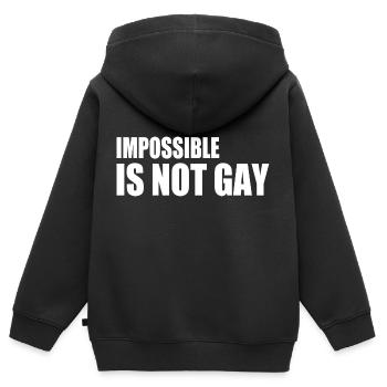 impossible is not gay - Kinder Premium Organic Zip Hoodie - Schwarz - Hinten - AI Model Kid Male (0cm)