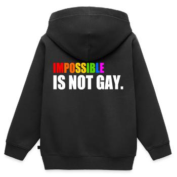 impossible is not gay - Kinder Premium Organic Zip Hoodie - Schwarz - Hinten - AI Model Kid Male (0cm)