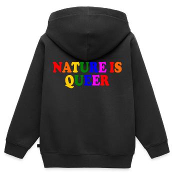 Nature is queer - Sweat Premium à capuche zippé enfant bio - noir - Dos - AI Model Kid Male (0cm)