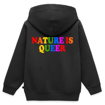 Nature is queer - Sweat Premium à capuche zippé enfant bio - noir - Dos - AI Model Kid Male (0cm)