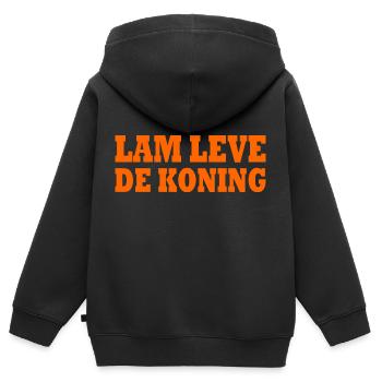 lam leve de koning - Sweat Premium à capuche zippé enfant bio - noir - Dos - AI Model Kid Male (0cm)